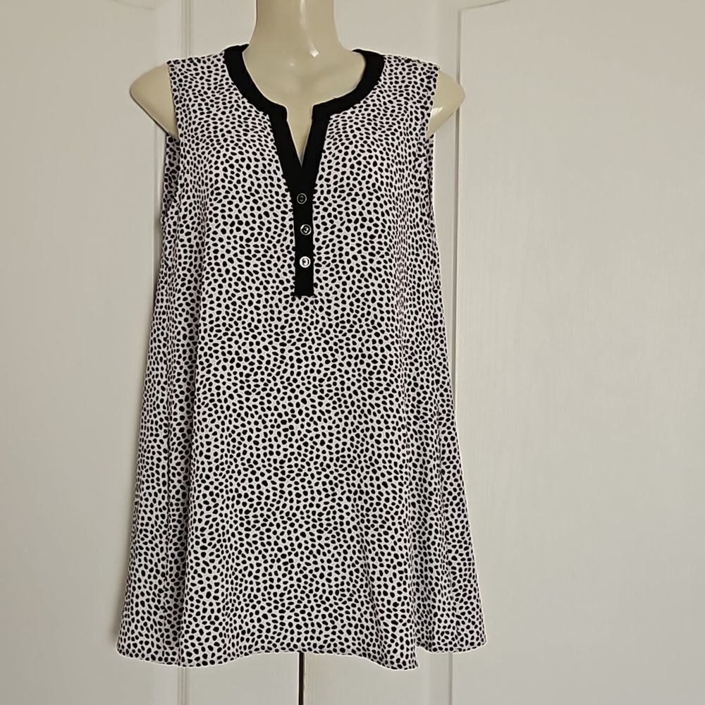 Greg & Gray Loose Fitting Sleeveless Top Black/White Small
